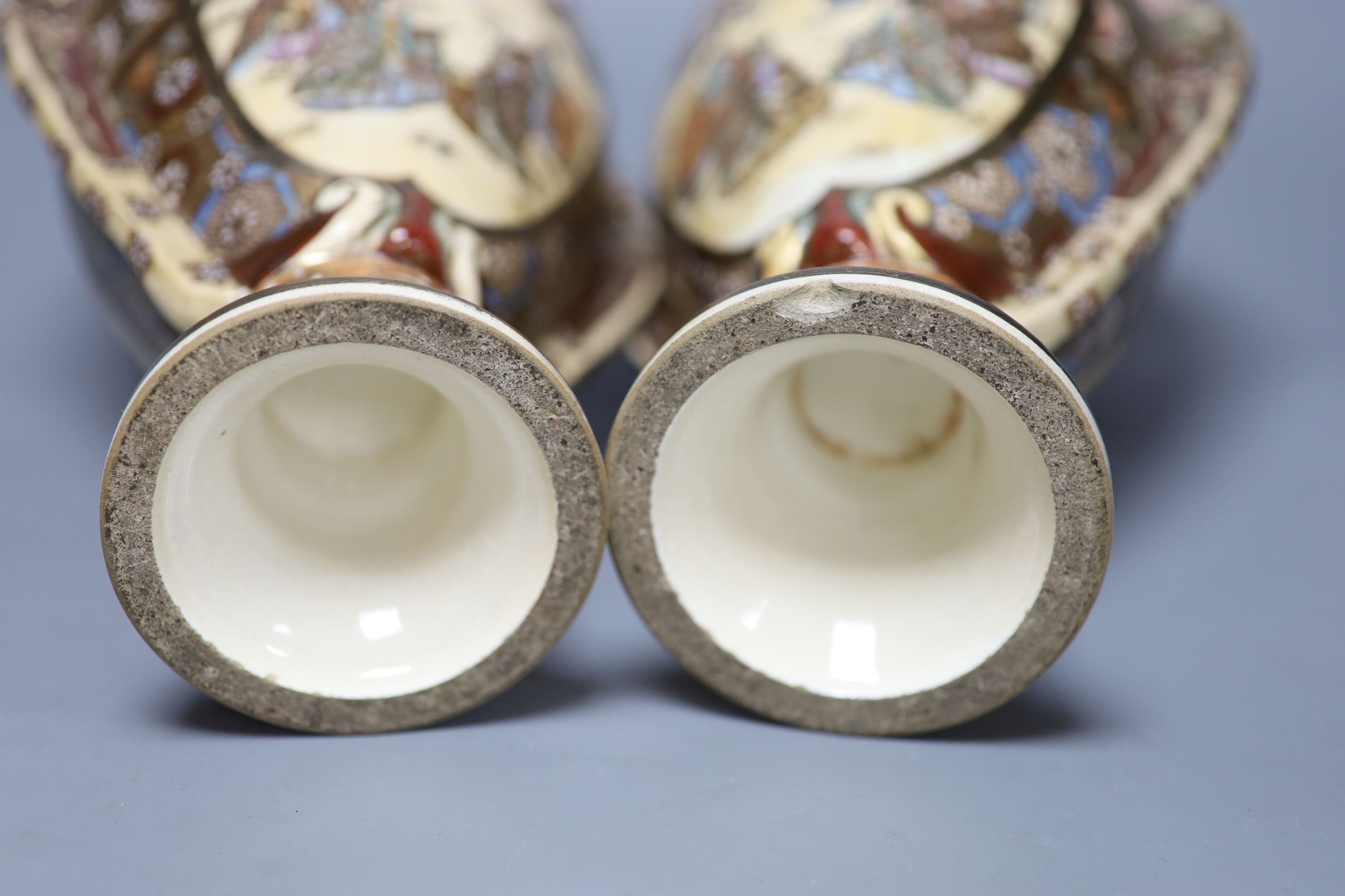 A pair of Japanese Satsuma vases, height 38cm